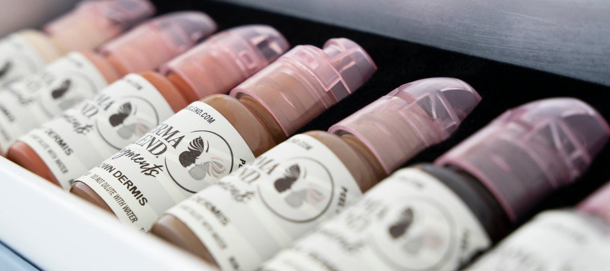 Perma Blend Scar Pigment Set open box with seven pigments inside lined up