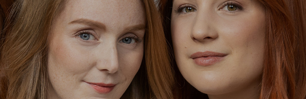 Two women smiling and showing their healed lip blush results after permanent makeup treatment.