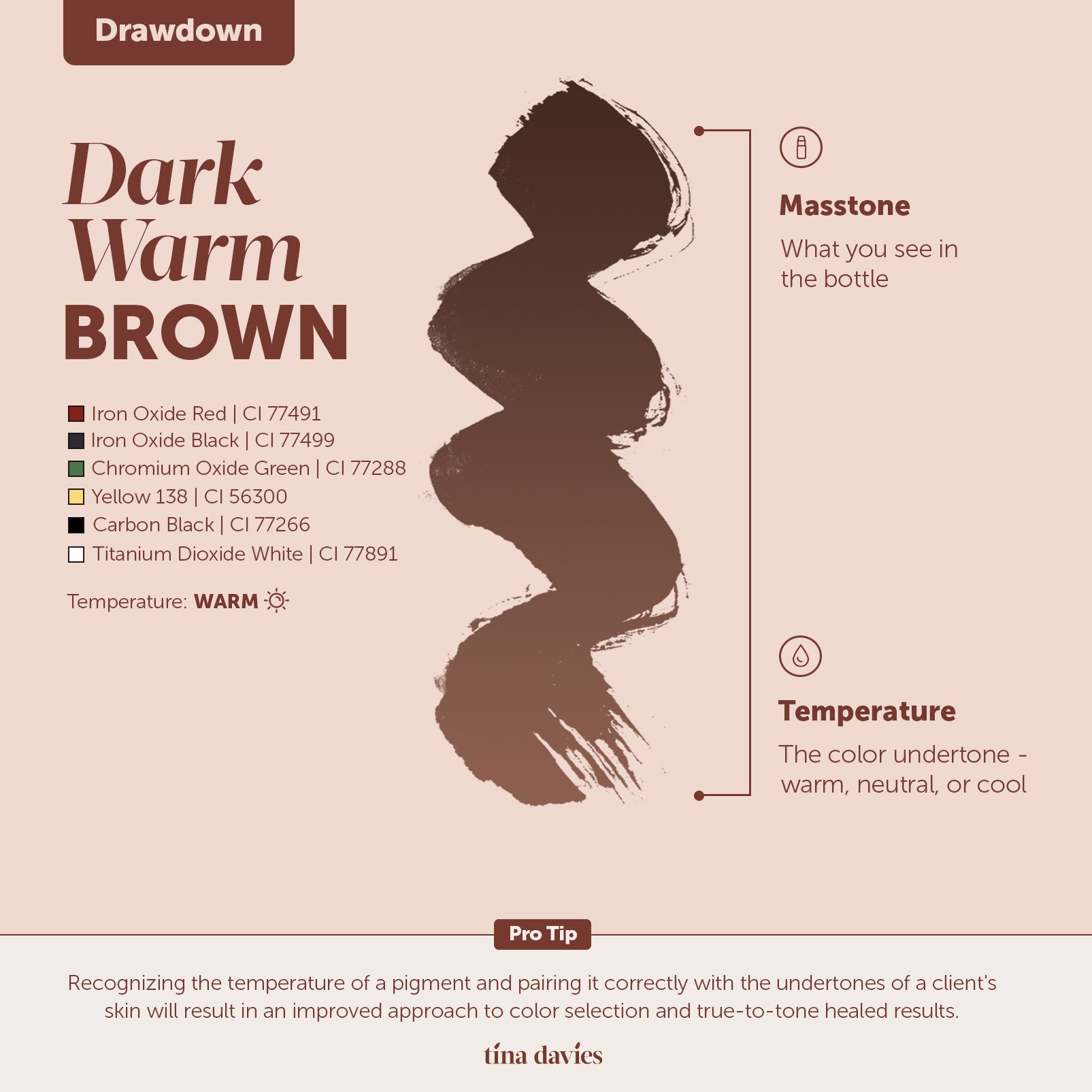FADE Eyebrow Pigment Dark Warm Brown - Inorganic-based, Hybrid Pigments For Permanent Makeup- Tina Davies Professional