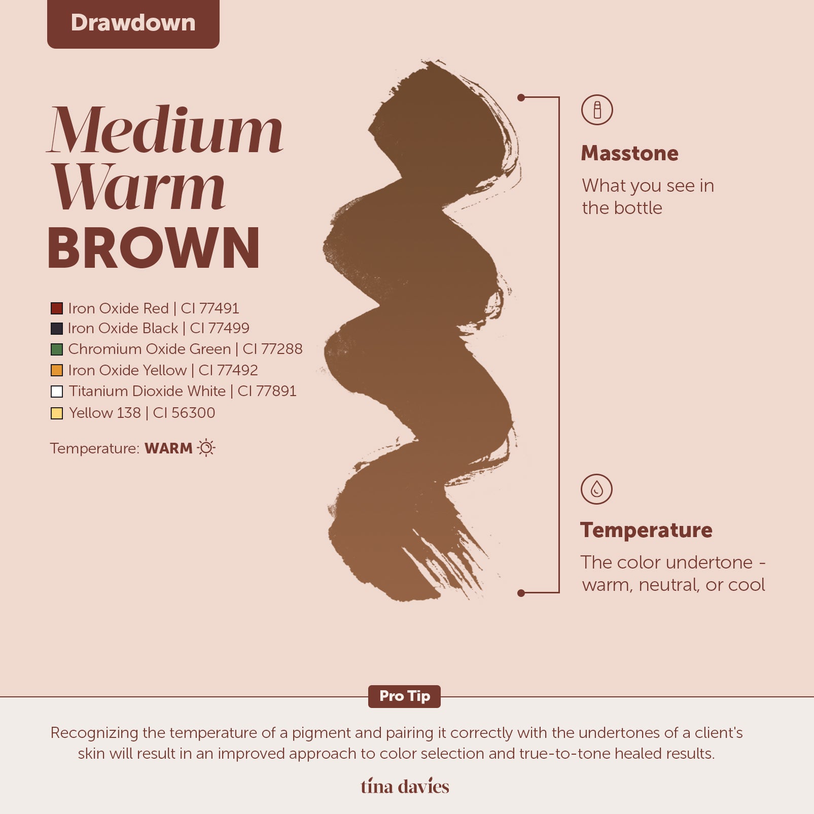 FADE Eyebrow Pigment Medium Warm Brown - Inorganic-based, Hybrid Pigments For Permanent Makeup- Tina Davies Professional