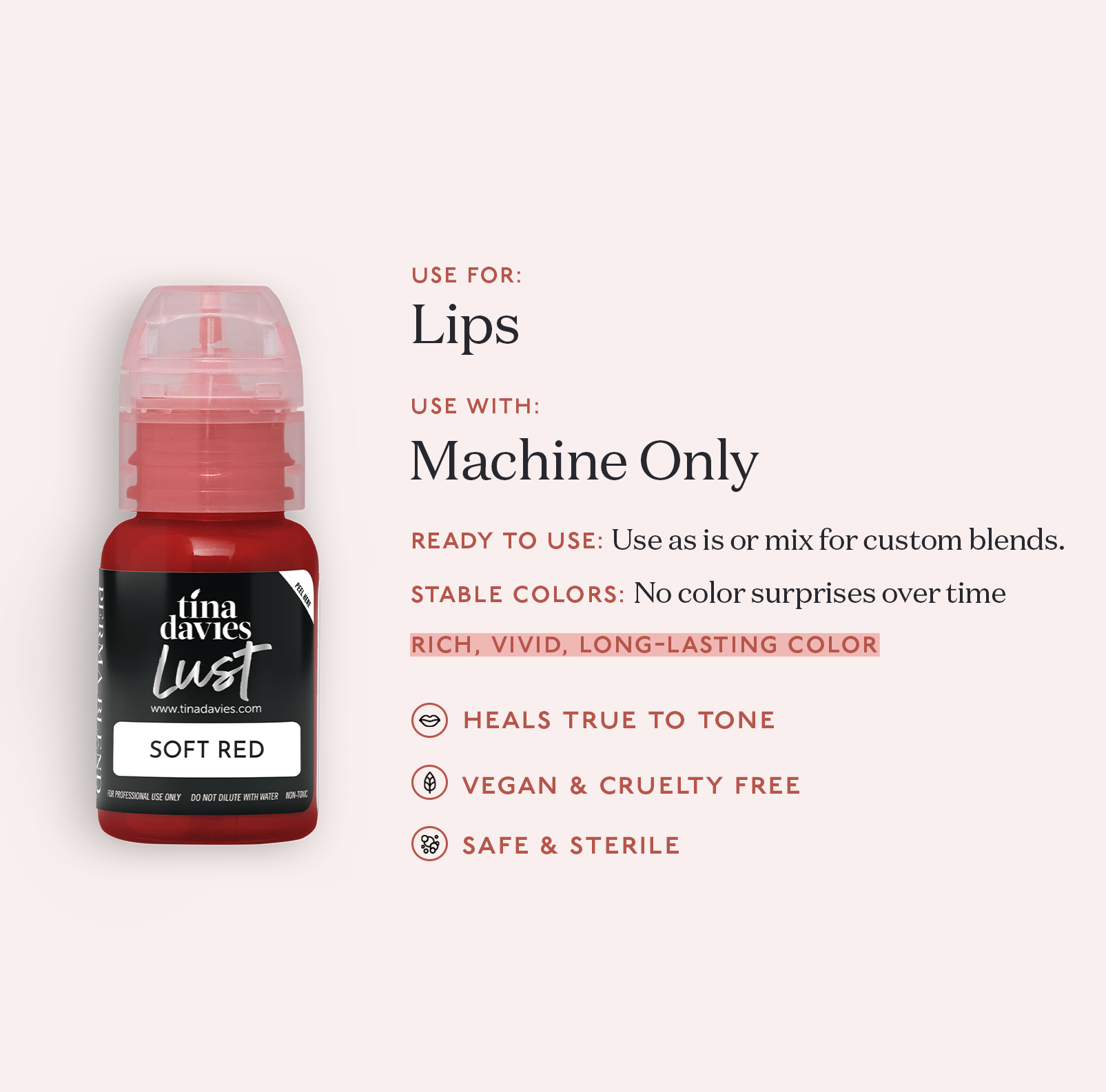 Tina Davies x Perma Blend Lust Lip Pigments - Lust Soft Red Lip Blushing Permanent Makeup Pigments