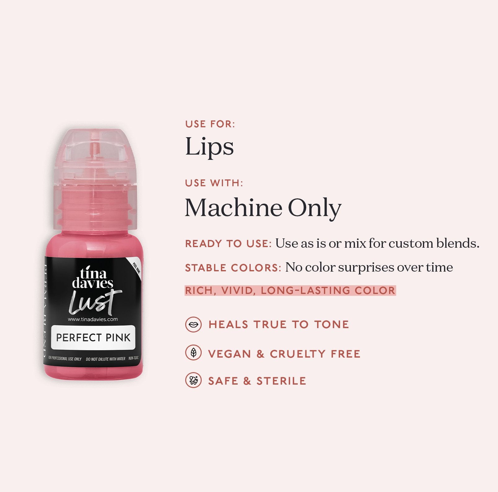 Tina Davies x Perma Blend Lust Lip Pigments - Lust Perfect Pink Lip Blushing Permanent Makeup Pigments