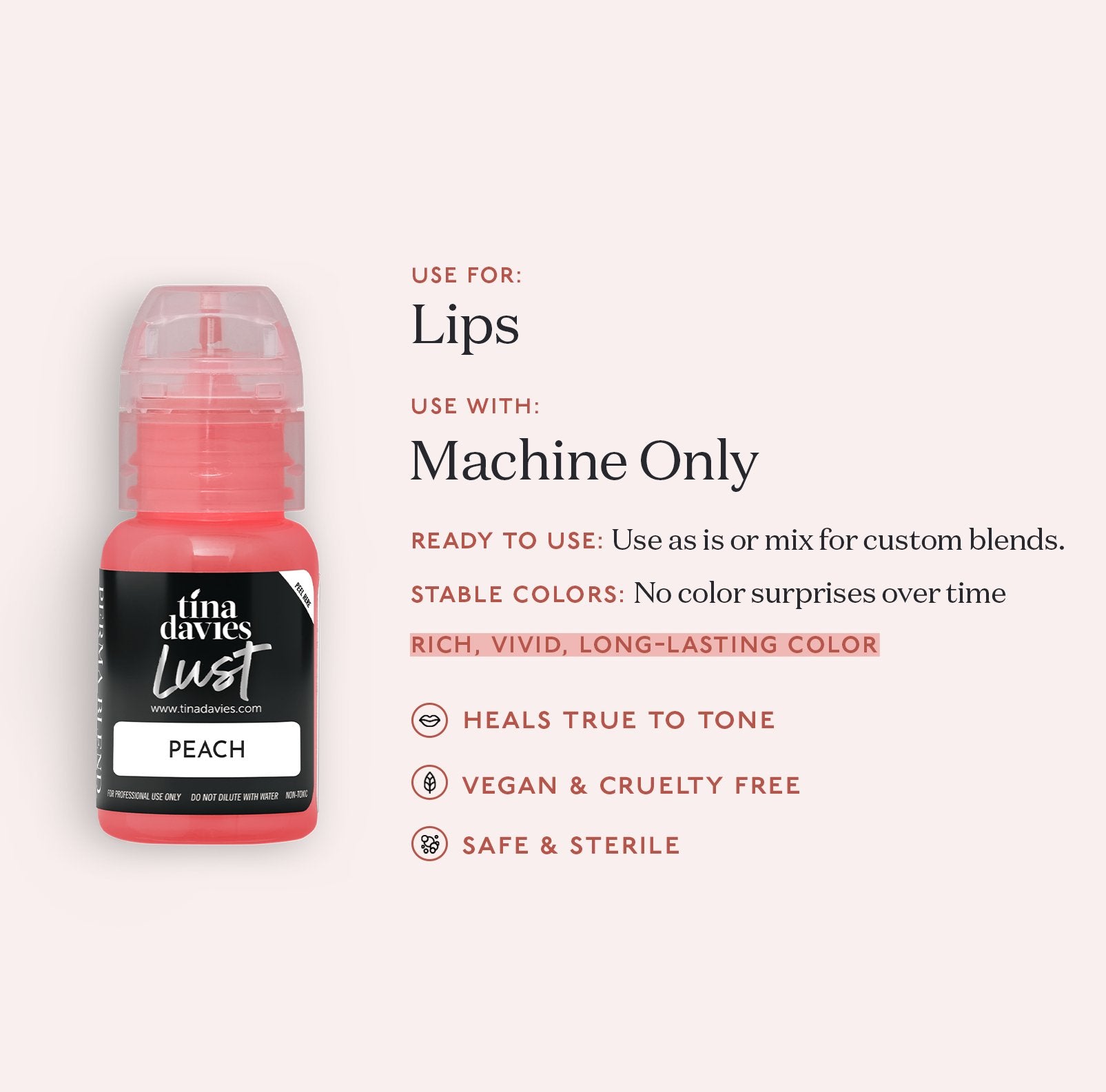 Tina Davies x Perma Blend Lust Lip Pigments - Lust Peach Lip Blushing Permanent Makeup Pigments - Tina Davies Professional