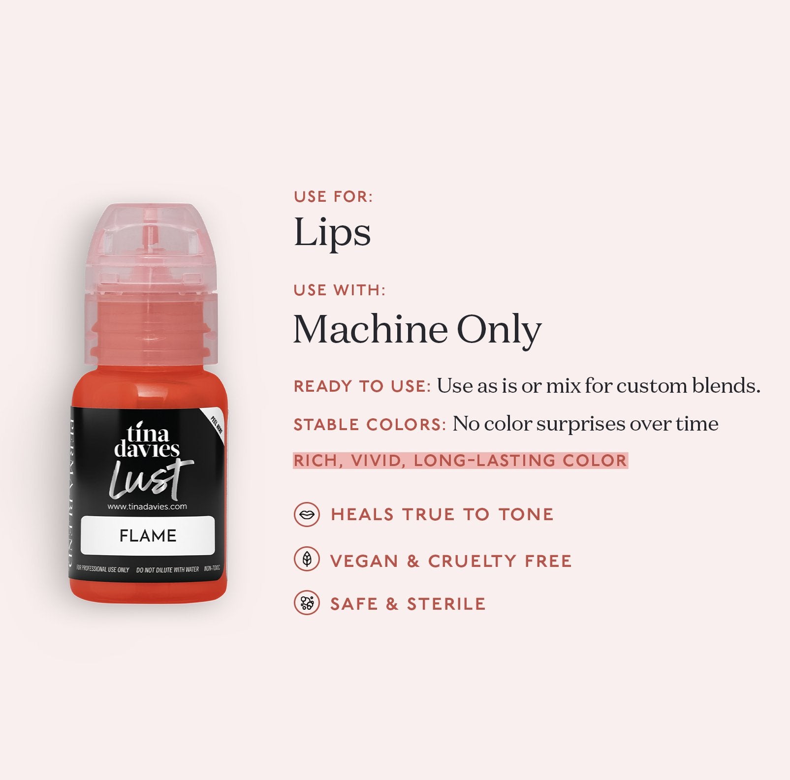 Tina Davies x Perma Blend Lust Lip Pigments - Lust Flame - Lip Blushing Permanent Makeup Pigments Tina Davies Professional