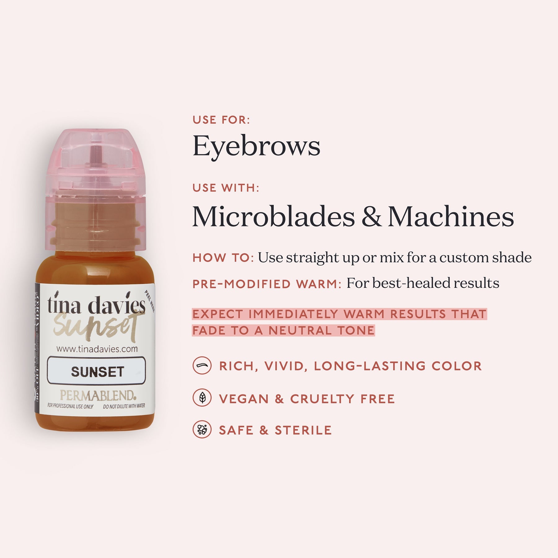 Perma Blend x Tina Davies Sunset Brow Pigments -Sunset - Permanent Makeup Eyebrow Pigments - Tina Davies Professional