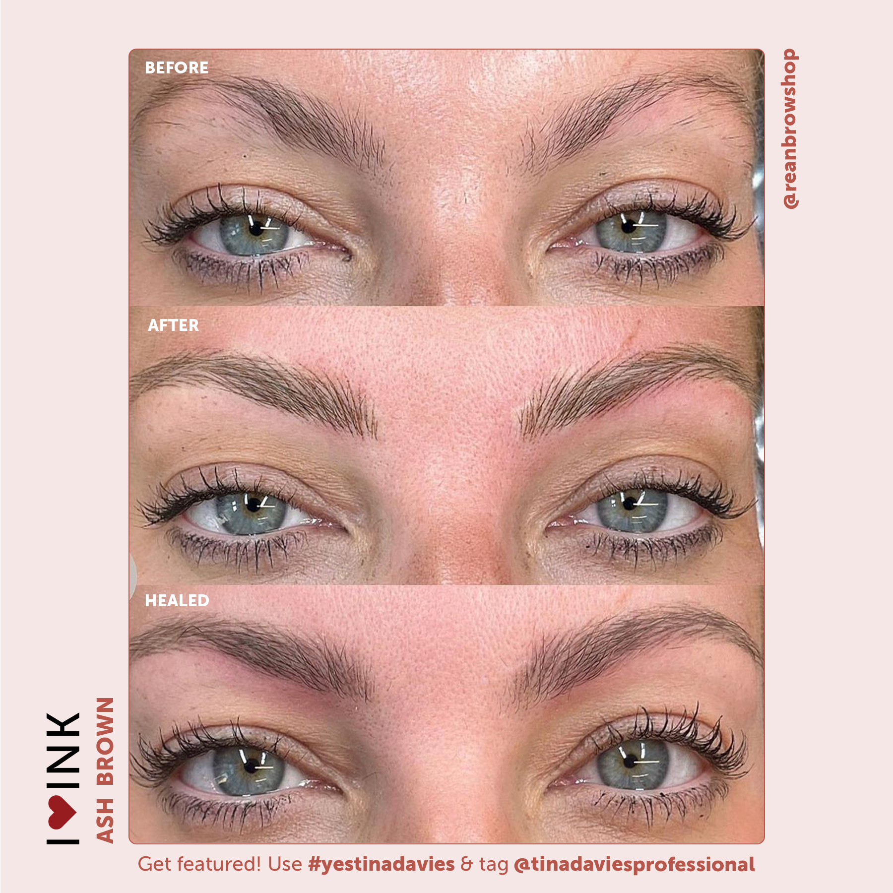 Tina Davies x Perma Blend I ❤️ INK Eyebrow Pigments Ash Brown - Organic-based, Hybrid Eyebrow Permanent Makeup Pigments