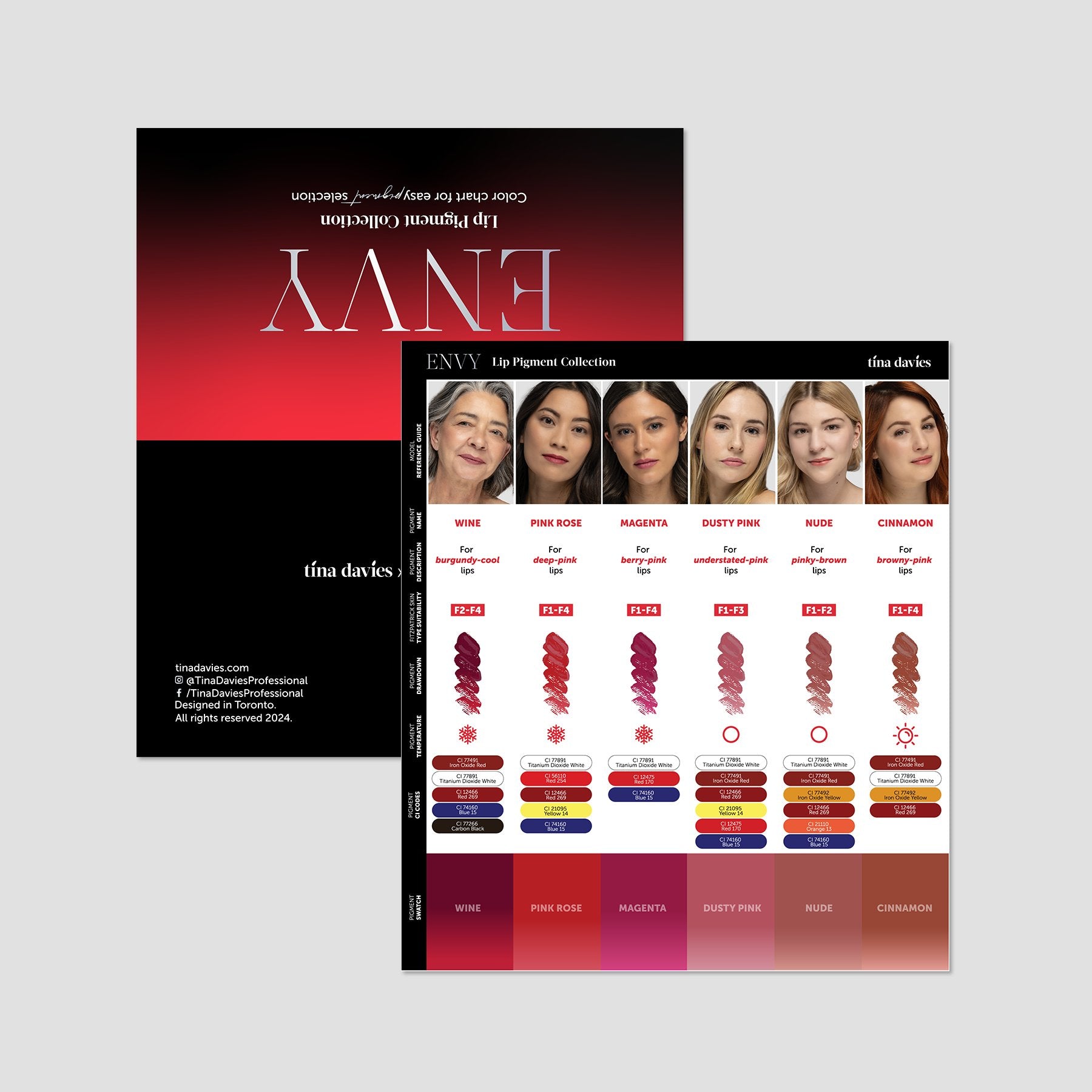 Perma Blend x Tina Davies Envy Lip Pigment Collection Color Chart - Tina Davies Professional