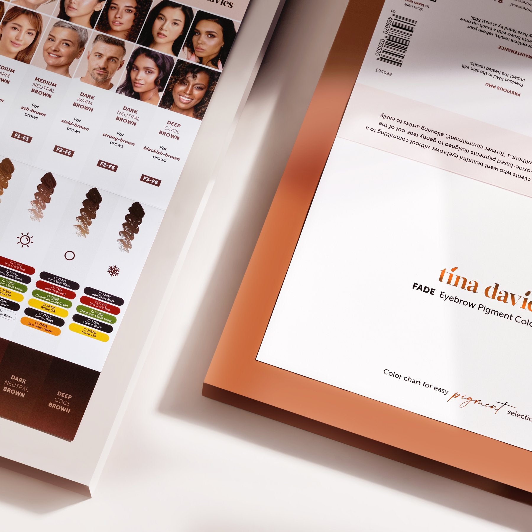 FADE Eyebrow Pigment Color Chart - Tina Davies Professional