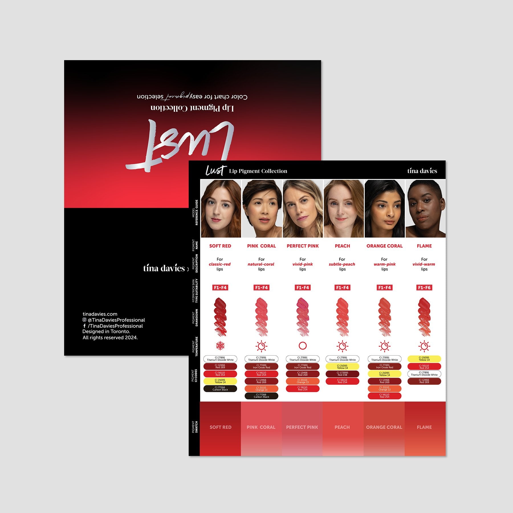 Perma Blend x Tina Davies Lust Lip Pigment Collection Color Chart - Tina Davies Professional